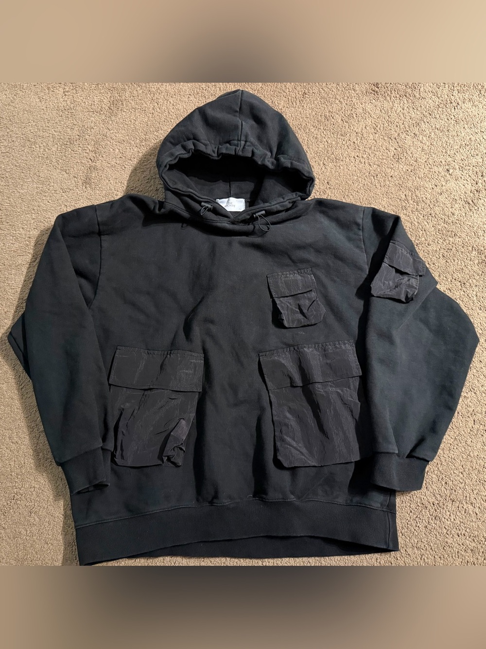 2nd Archive Black Hooded Sweatshirt with Multiple Utility Pockets
